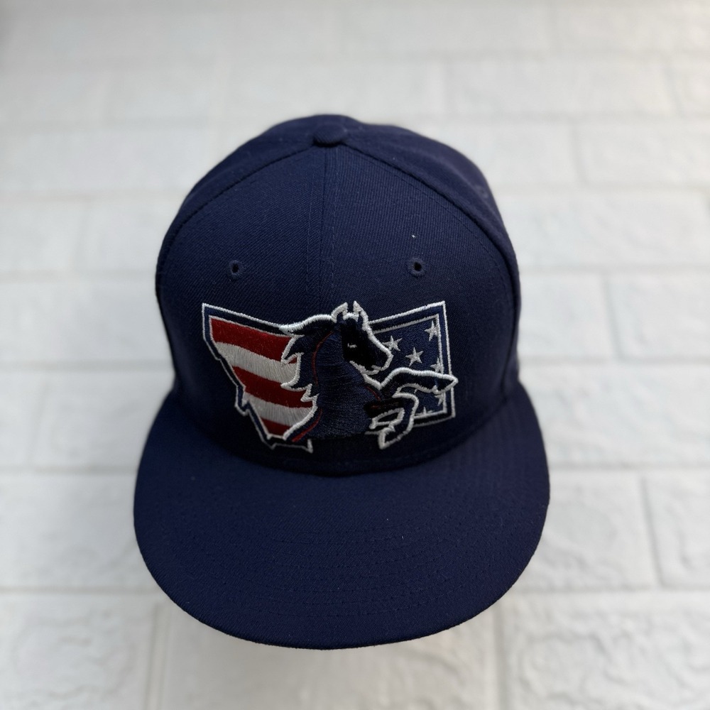 Billings Mustangs New Era 59FIFTY Fitted Baseball Hat Blue Size 7 3/8